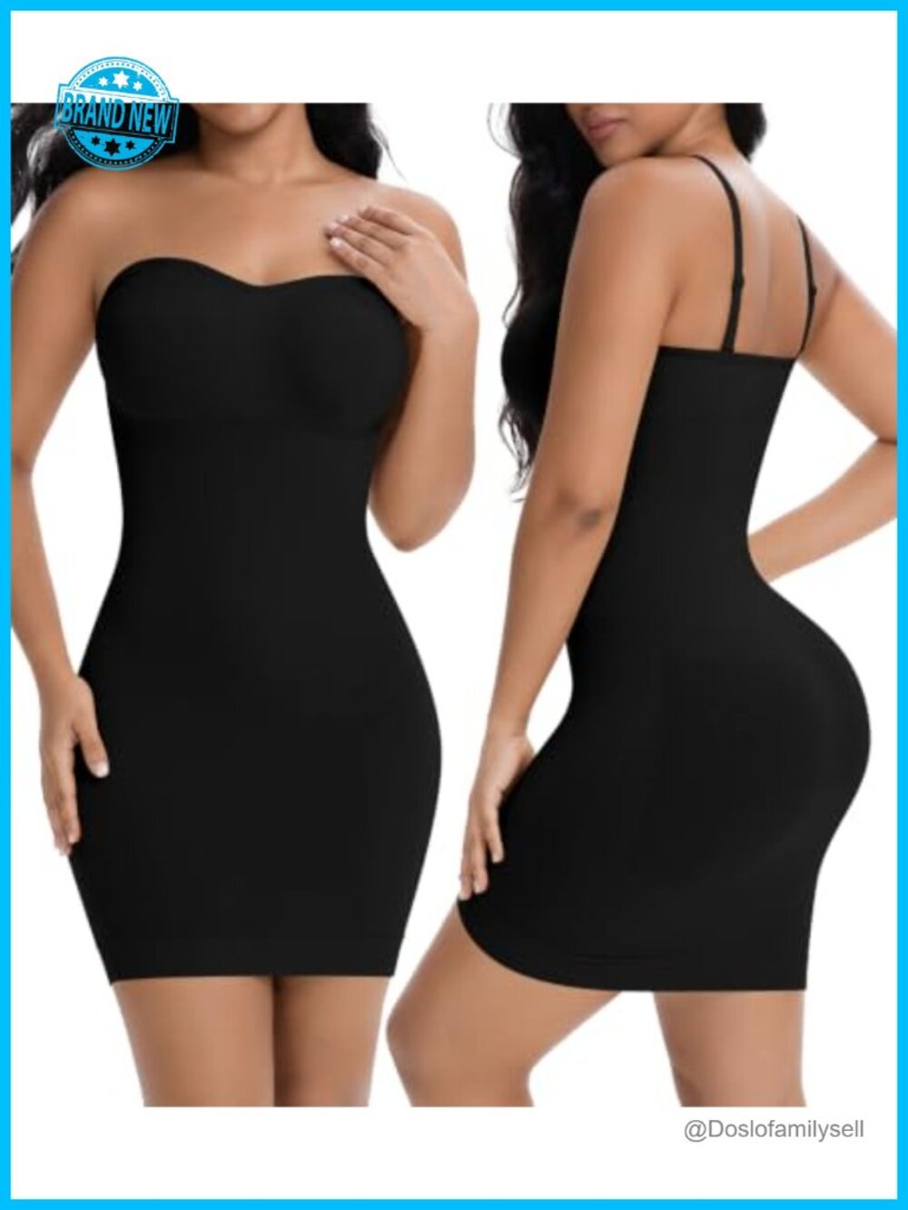 Strapless Shapewear Full Slip Built In Bra Tummy Control Seamless
